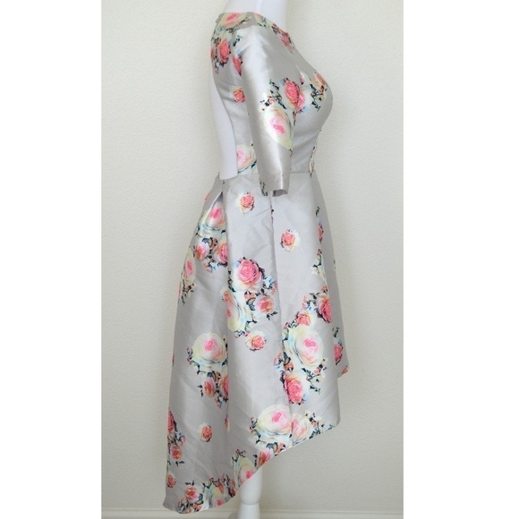 Chi Chi London Floral Hi Low Midi Dress 3/4 Sleeve - Picture 5 of 8